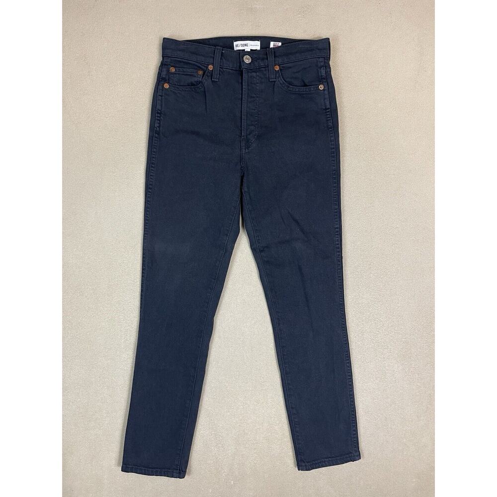 RE/DONE Jeans Womens 27 Black Double Needle Ankle Crop High Rise Stretch Denim